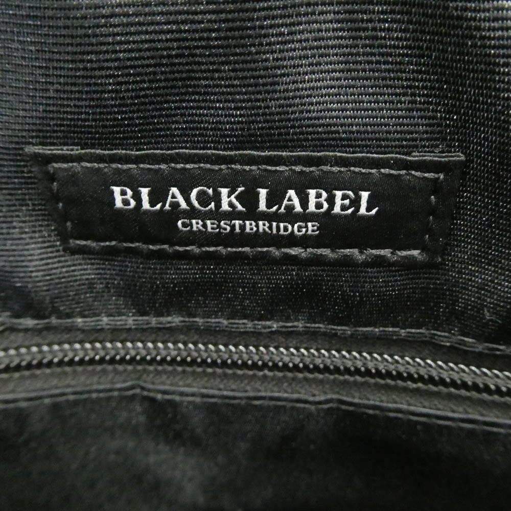 BLACK LABELCRESTBRIDGE ブラックレーベルクレストブリッジ ロゴプレート 2WAY レザー切替 ビジネスバッグ ブリーフケース ネイビー系【極上美品】【中古】