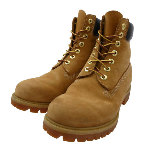 Timberland ティンバーランド 6インチ プレミアム ウォータープルーフ ヌバックレザー イエローブーツ ライトブラウン系 25.5cm【中古】