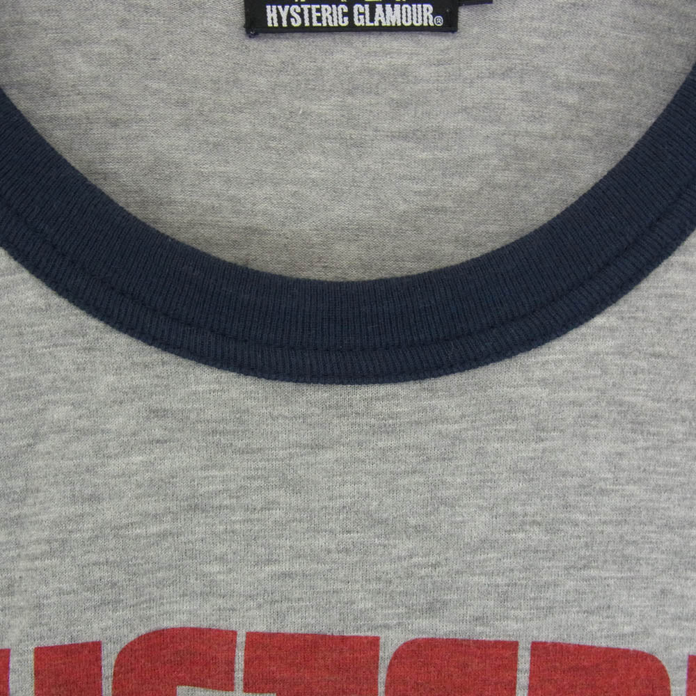 HYSTERIC GLAMOUR ヒステリックグラマー 02173CT05 LOOK AT ME フロントプリント リンガーネック Tシャツ 半袖カットソー グレー系 M【中古】