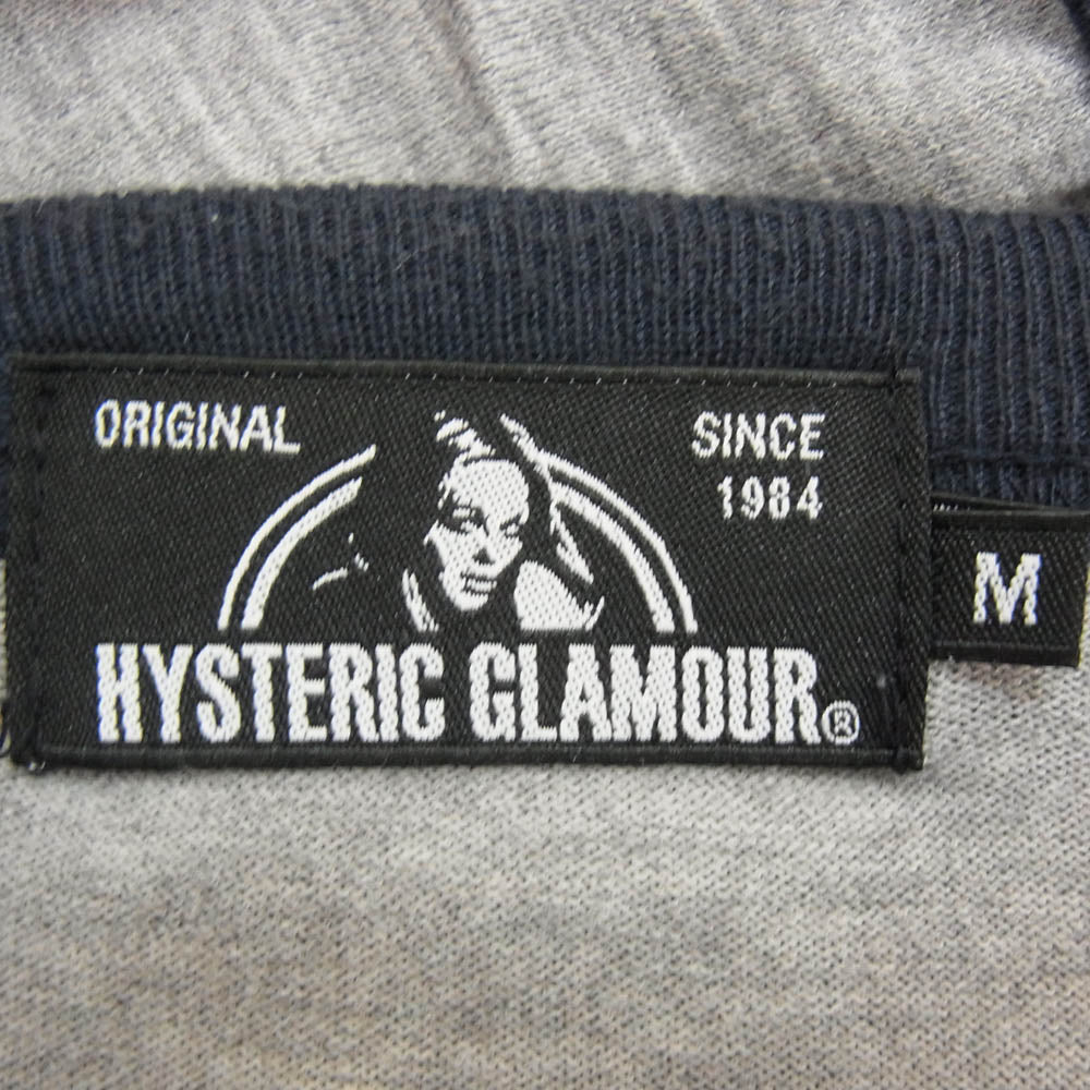 HYSTERIC GLAMOUR ヒステリックグラマー 02173CT05 LOOK AT ME フロントプリント リンガーネック Tシャツ 半袖カットソー グレー系 M【中古】