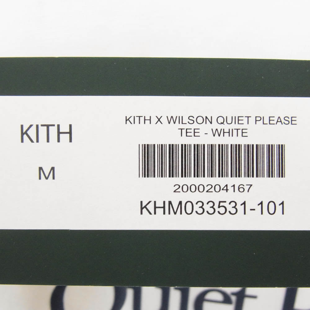 KITH キス 25SS KHM033531-101 × Wilson ウィルソン Quiet Please Tee クワイエットプリーズ ロゴプリント Tシャツ 半袖カットソー ホワイト系 M【新古品】【未使用】【中古】