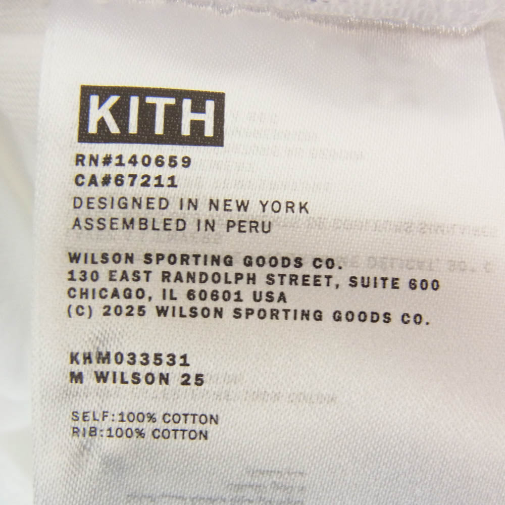 KITH キス 25SS KHM033531-101 × Wilson ウィルソン Quiet Please Tee クワイエットプリーズ ロゴプリント Tシャツ 半袖カットソー ホワイト系 M【新古品】【未使用】【中古】