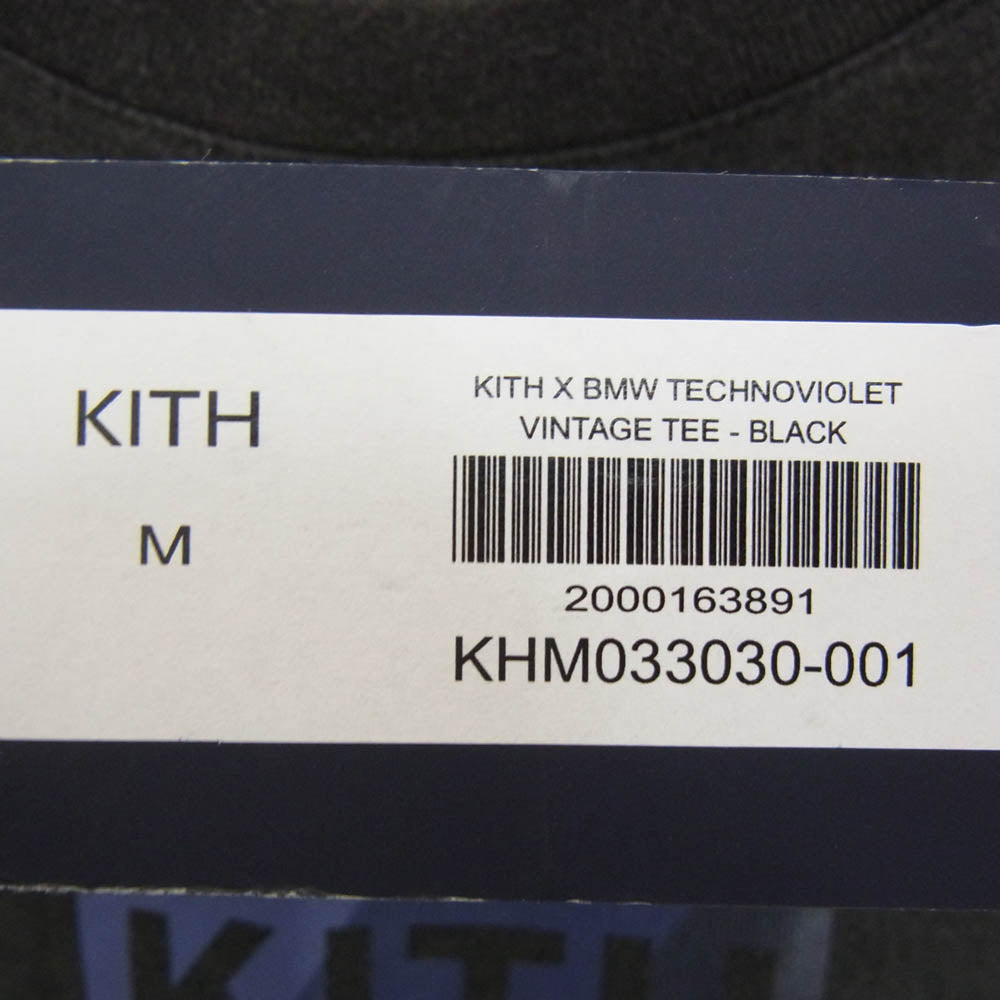KITH キス 24AW KMH033030 × BMW ビーエムダブリュー Technoviolet Vintage Tee ヴィンテージ加工 ロゴプリント Tシャツ 半袖カットソー ブラック系 M【新古品】【未使用】【中古】