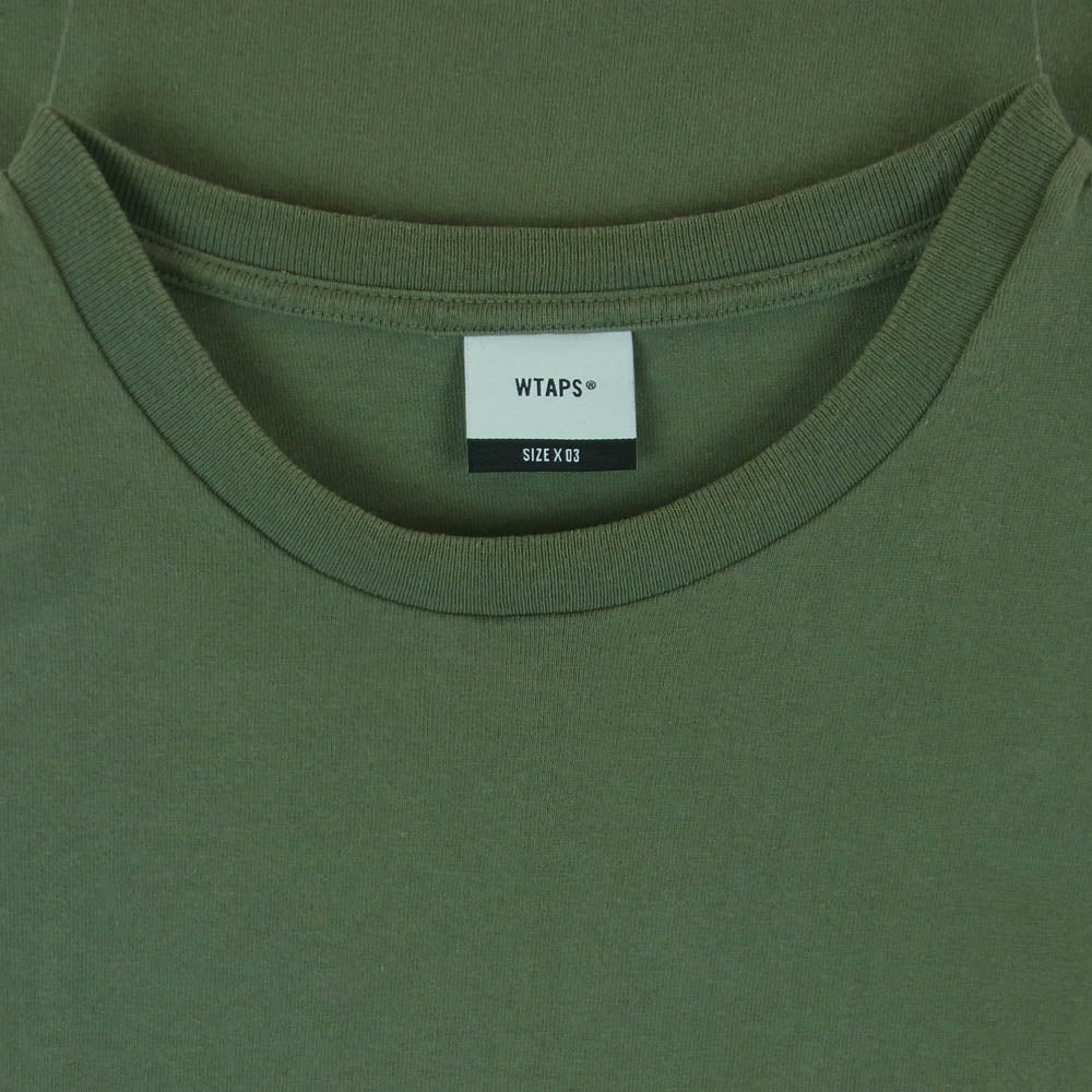 WTAPS ダブルタップス 23SS 231ATDT-LTM02S WTVUA SS COTTON OLIVE DRAB ショートスリーブ コットン オリーブ ドラブ スポット フロント バック ロゴ Tシャツ 半袖 カットソー グリーン系 03【中古】