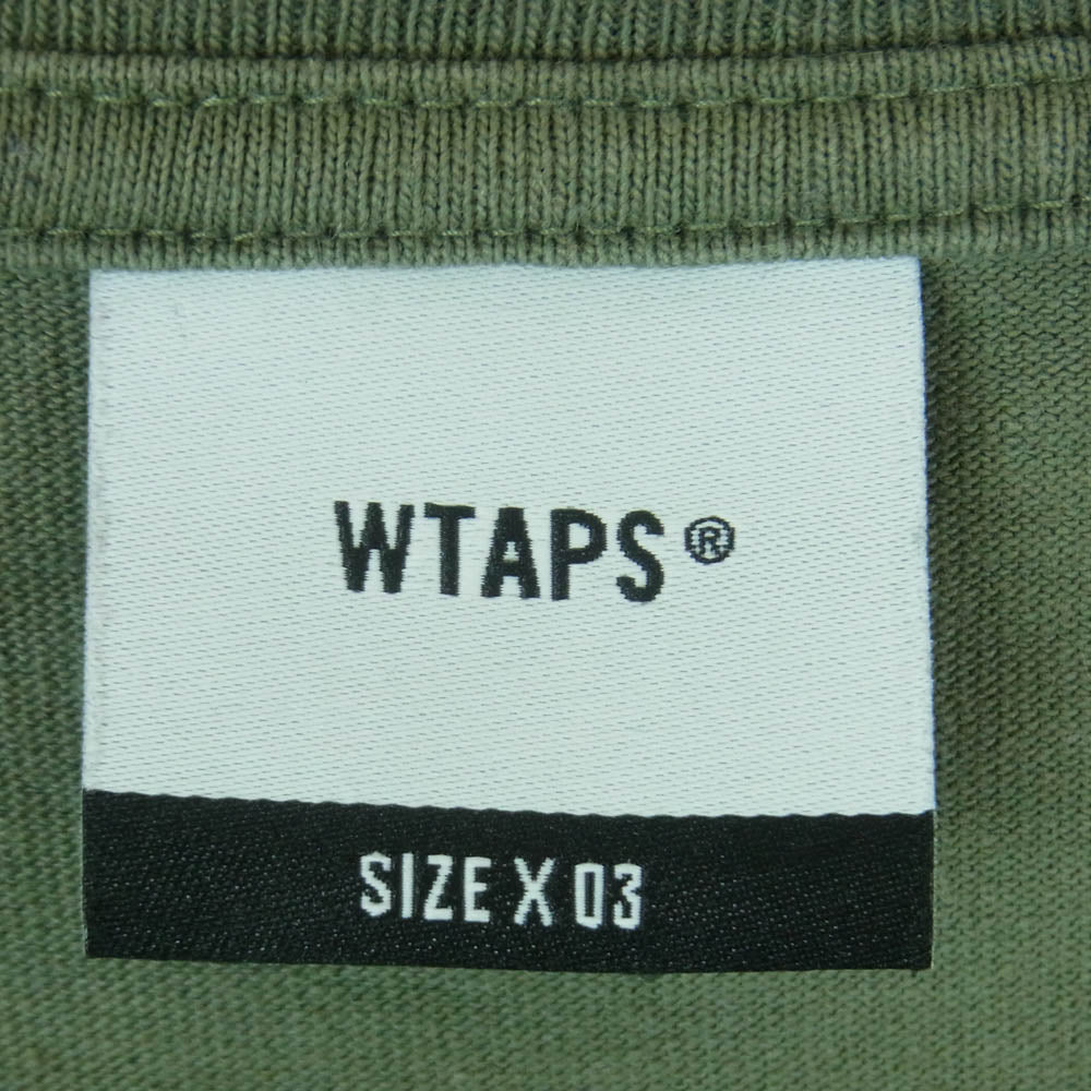 WTAPS ダブルタップス 23SS 231ATDT-LTM02S WTVUA SS COTTON OLIVE DRAB ショートスリーブ コットン オリーブ ドラブ スポット フロント バック ロゴ Tシャツ 半袖 カットソー グリーン系 03【中古】