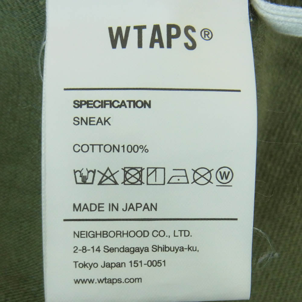 WTAPS ダブルタップス 23SS 231ATDT-LTM02S WTVUA SS COTTON OLIVE DRAB ショートスリーブ コットン オリーブ ドラブ スポット フロント バック ロゴ Tシャツ 半袖 カットソー グリーン系 03【中古】