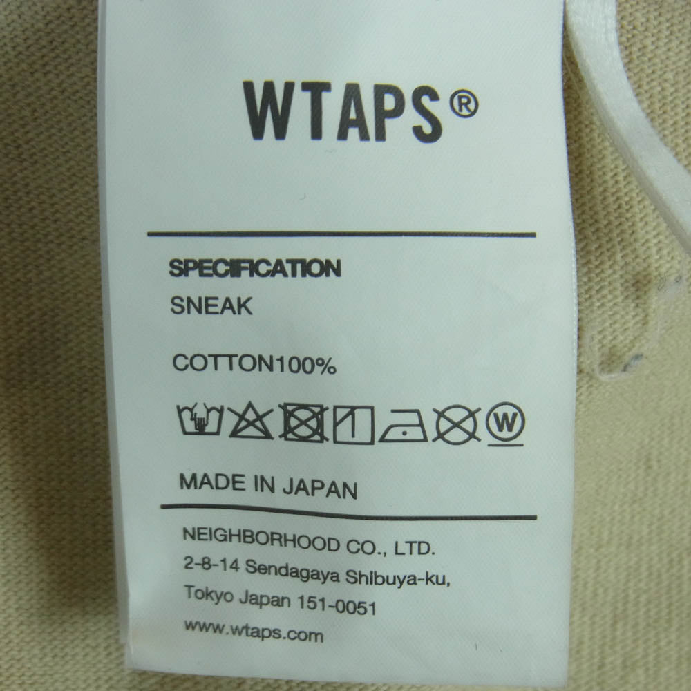 WTAPS ダブルタップス 24SS 241ATDT-STM03S FORTLESS SS COTTON フォートレス ショートスリーブ コットン フロント バック ロゴ Tシャツ 半袖 カットソー ベージュ系 03【中古】