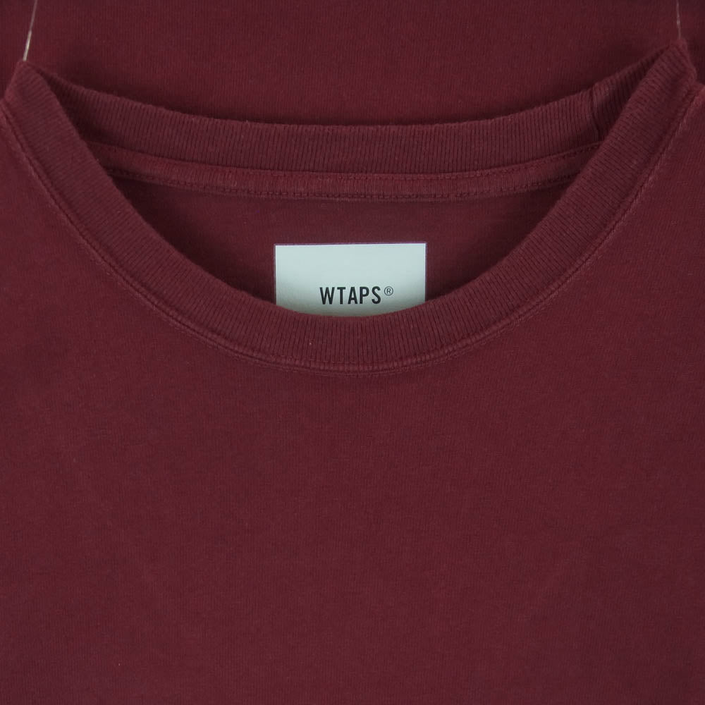 WTAPS ダブルタップス 23AW 232ATDT-CSM05 OBJ LS COTTON CONTAINING オブジェ ロングスリーブ コットン コンテイニング バックロゴ Tシャツ 長袖 カットソー ボルドー系 03【中古】