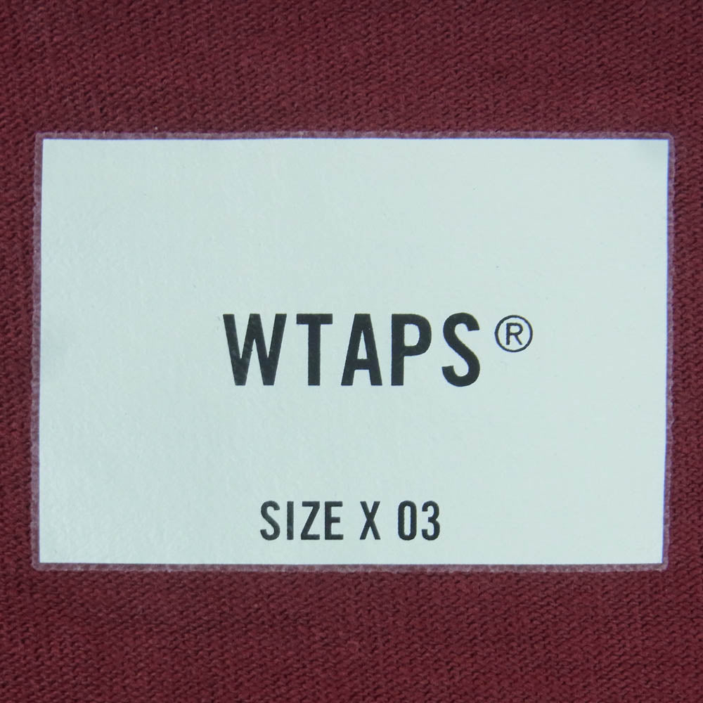 WTAPS ダブルタップス 23AW 232ATDT-CSM05 OBJ LS COTTON CONTAINING オブジェ ロングスリーブ コットン コンテイニング バックロゴ Tシャツ 長袖 カットソー ボルドー系 03【中古】