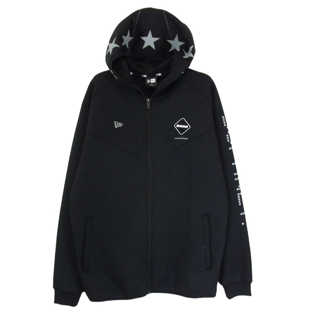 F.C.R.B. エフシーアールビー × SOPH NET × NEW ERA ソフネット ニューエラ ラバーロゴ フード スターデザイン ジップアップパーカー ブラック系 L【中古】