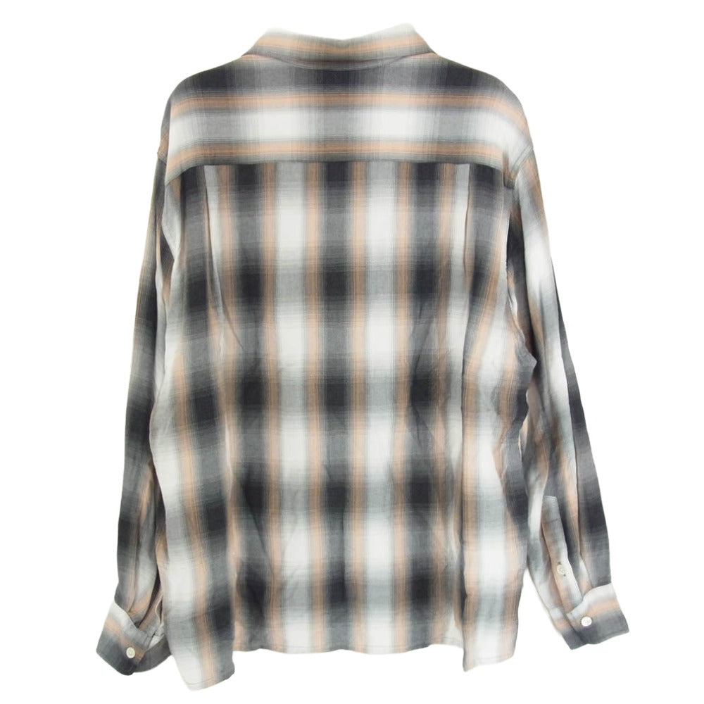 WACKO MARIA ワコマリア レーヨン100% 開襟 オンブレチェック 長袖シャツ オレンジ系 M【中古】