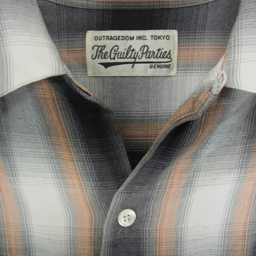 WACKO MARIA ワコマリア レーヨン100% 開襟 オンブレチェック 長袖シャツ オレンジ系 M【中古】