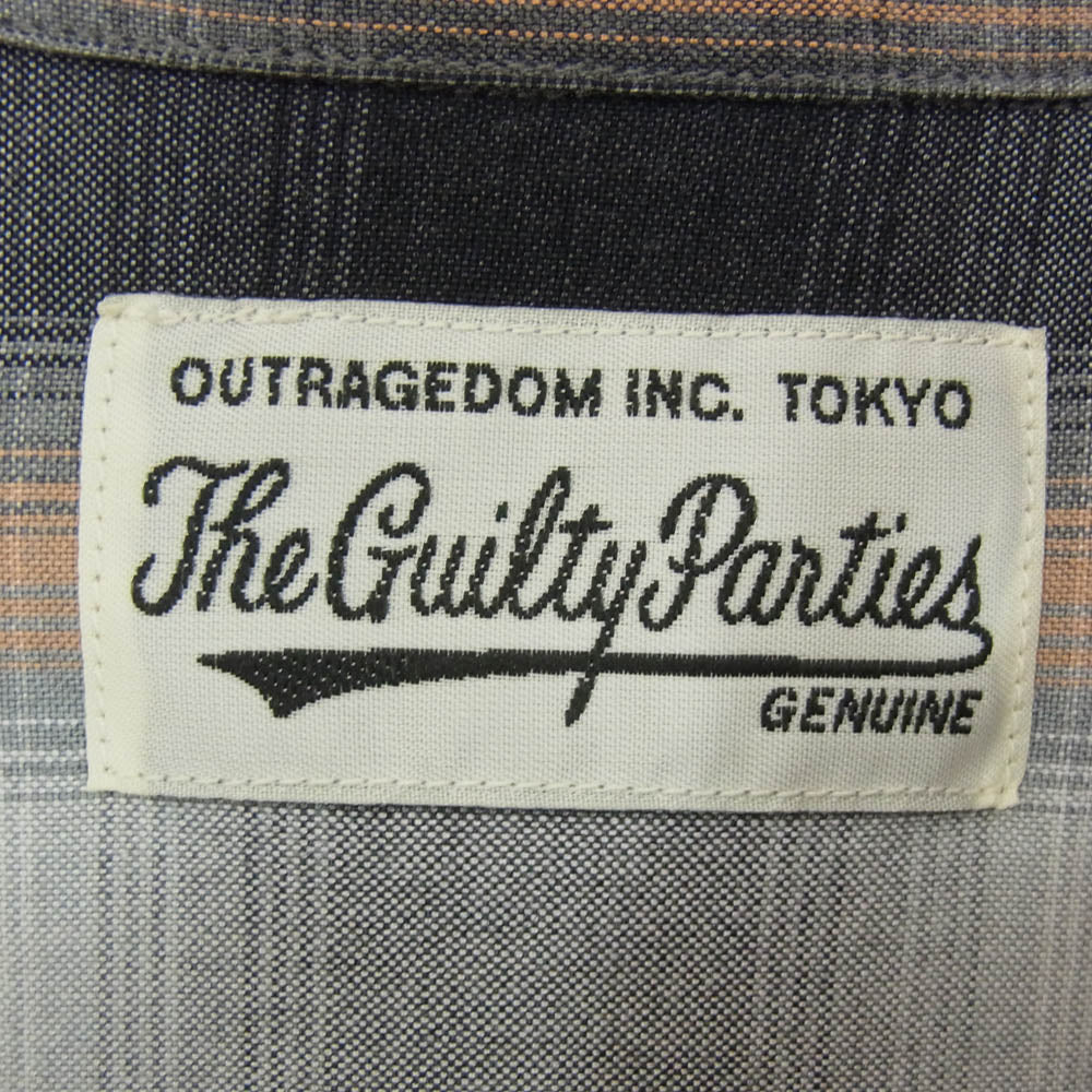 WACKO MARIA ワコマリア レーヨン100% 開襟 オンブレチェック 長袖シャツ オレンジ系 M【中古】