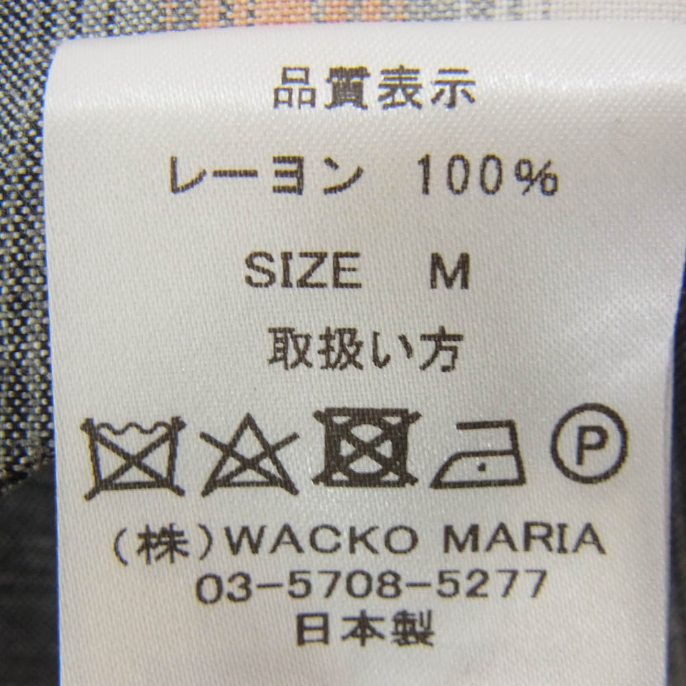 WACKO MARIA ワコマリア レーヨン100% 開襟 オンブレチェック 長袖シャツ オレンジ系 M【中古】