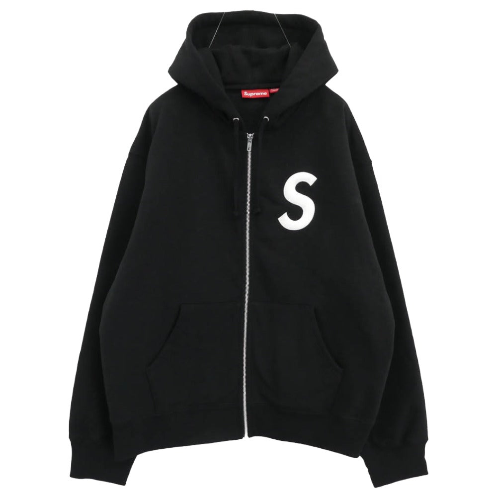 Supreme シュプリーム 25AW S Logo Zip Up Hooded Sweatshirt Sロゴ ジップアップ フーデッド スウェットシャツ フルジップ パーカー ブラック系 L【美品】【中古】