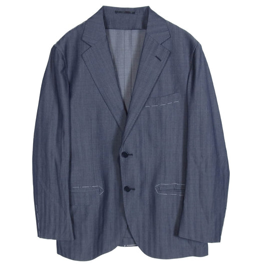 TOMORROWLAND トゥモローランド 61-07-01-07109 ウールシャンブレー 2Bテーラードジャケット ZEGNA TRAVELLER NANOSPHERE ダークグレー系 52S【極上美品】【中古】