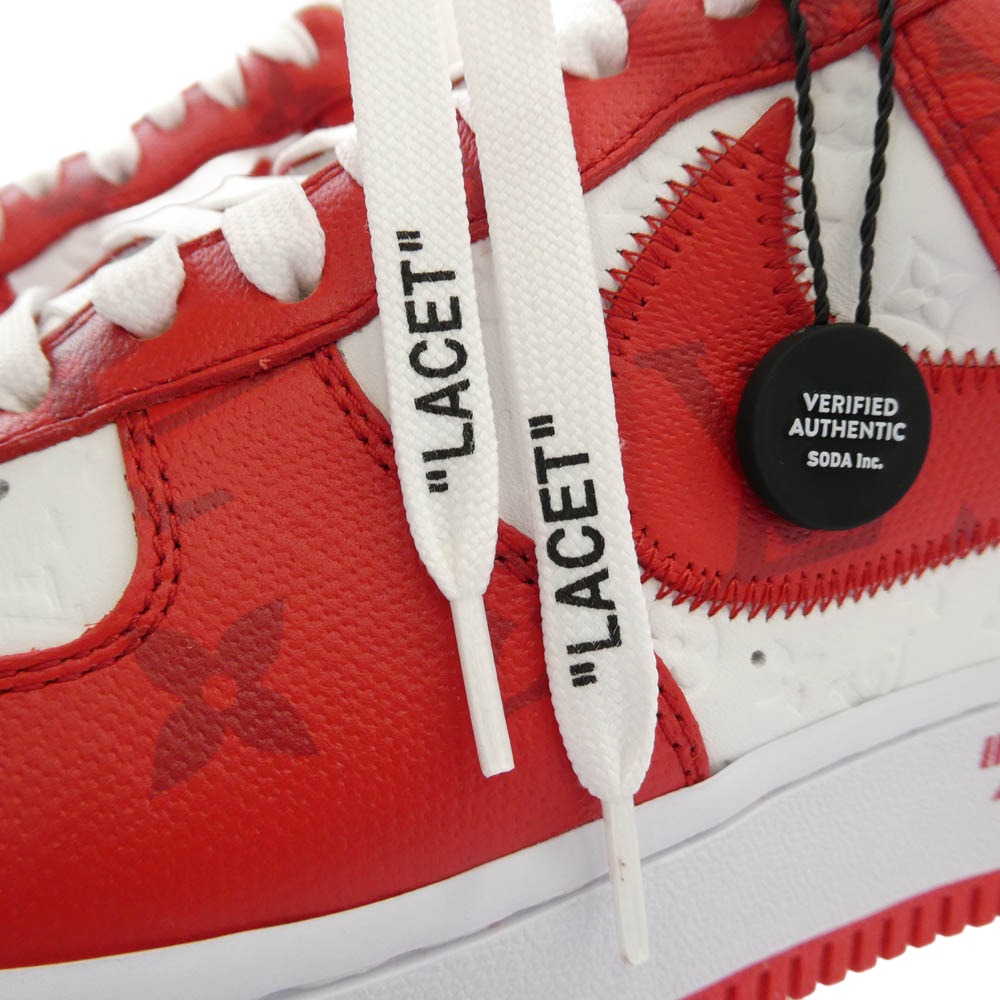 LOUIS VUITTON ルイ・ヴィトン 22SS フェイクバスターズ鑑定済み Air Force 1 Low by Virgil Abloh White & Comet Red ヴァージルアブロー スニーカー レッド系 26cm【極上美品】【中古】