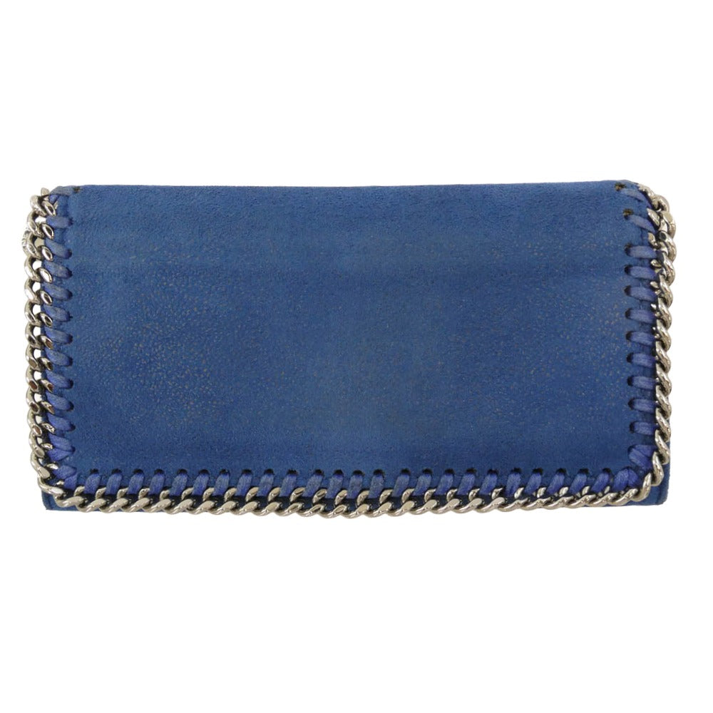 Stella McCartney ステラマッカートニー ファラベラ レザー ロングウォレット 二つ折り長財布 ブルー系【中古】