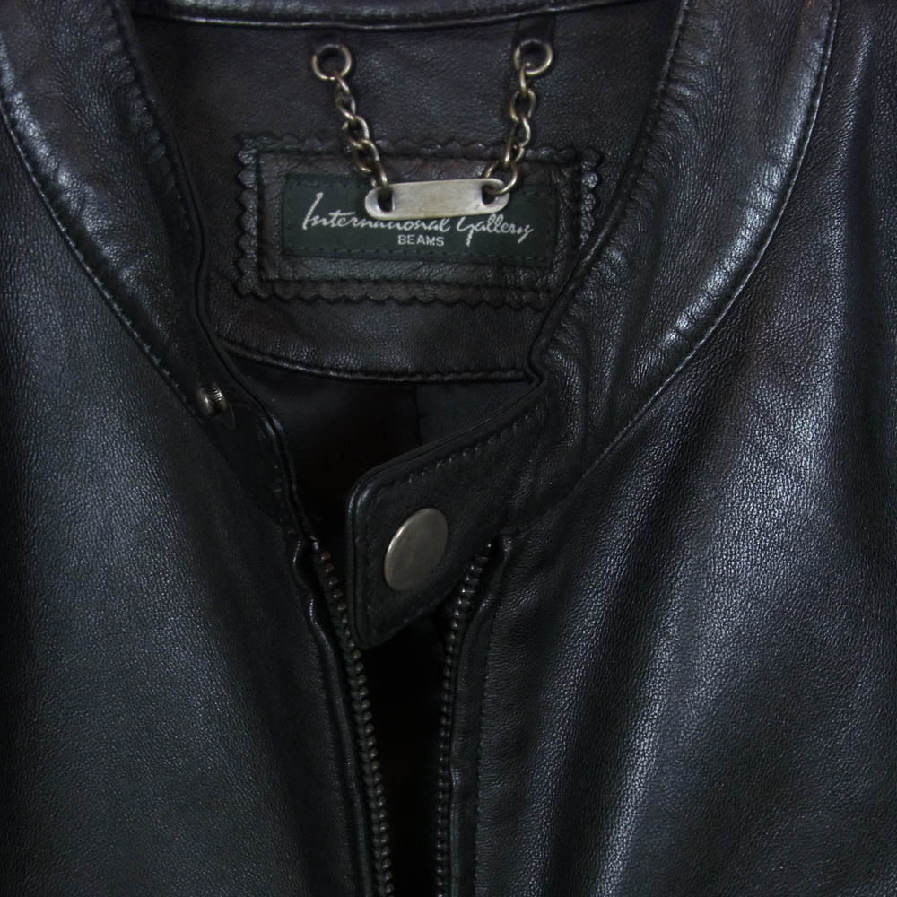 BEAMS ビームス International Gallery BEAMS インターナショナルギャラリービームス レザー シングル ライダースジャケット ブラック系 M【中古】