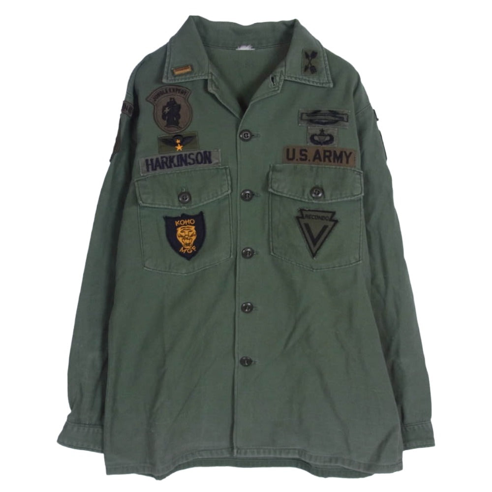 ユーエスアーミー Vintage ヴィンテージ 60s コットンサテン ユーティリティ 長袖 シャツ モスグリーン系 不明【中古】