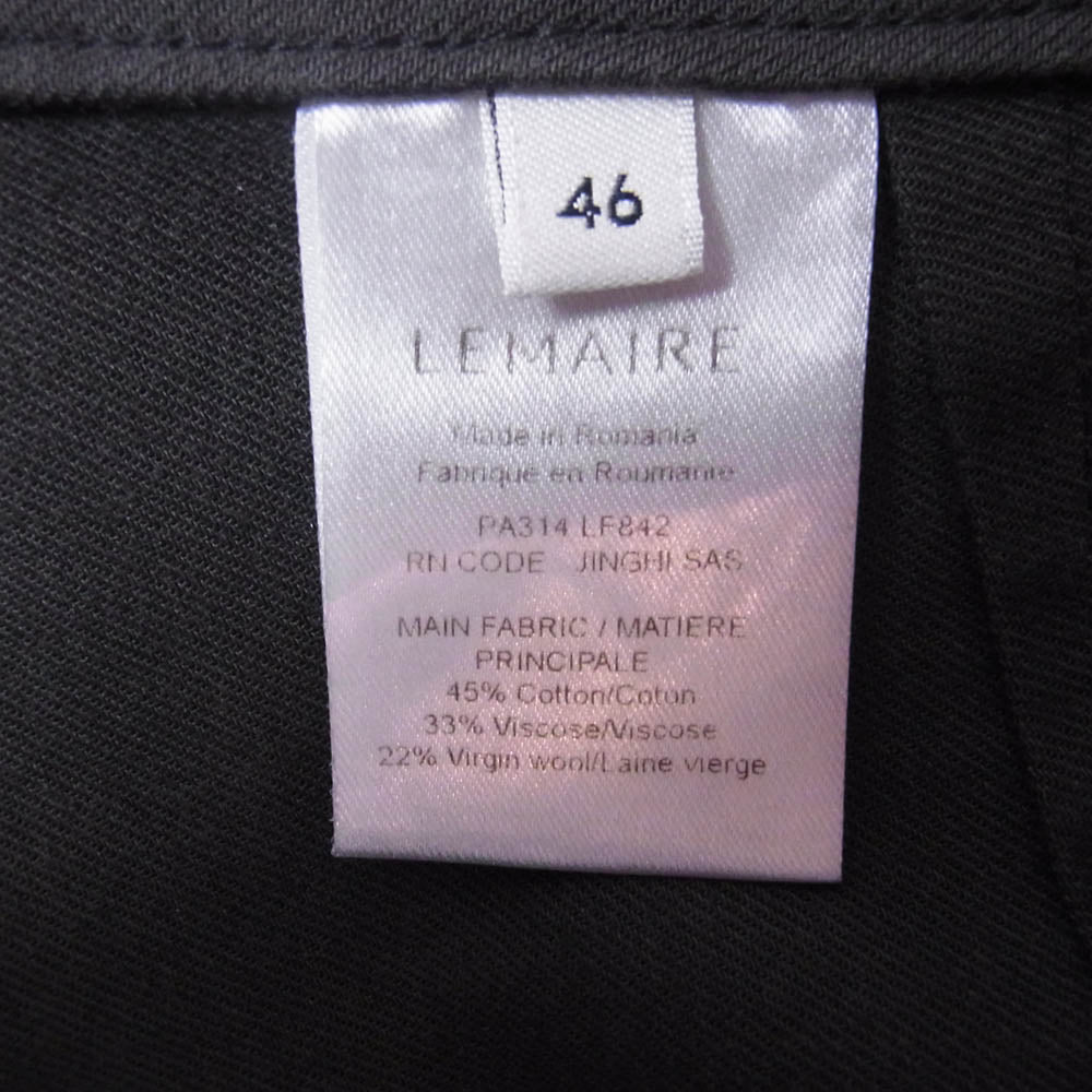 LEMAIRE ルメール PA314 LF842 LOOSE PLEATED PANTS ルーズ プリーツ ベルテッド パンツ チャコール系 46【中古】