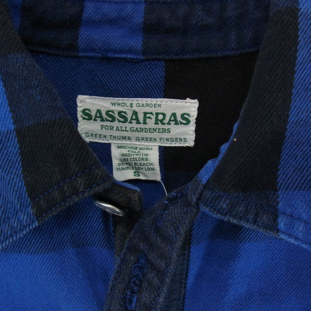 SASAFRAS ササフラス GARDENER HALF ガーデナーハーフ バッファローチェック シャツ ジャケット ブルー系 S【中古】