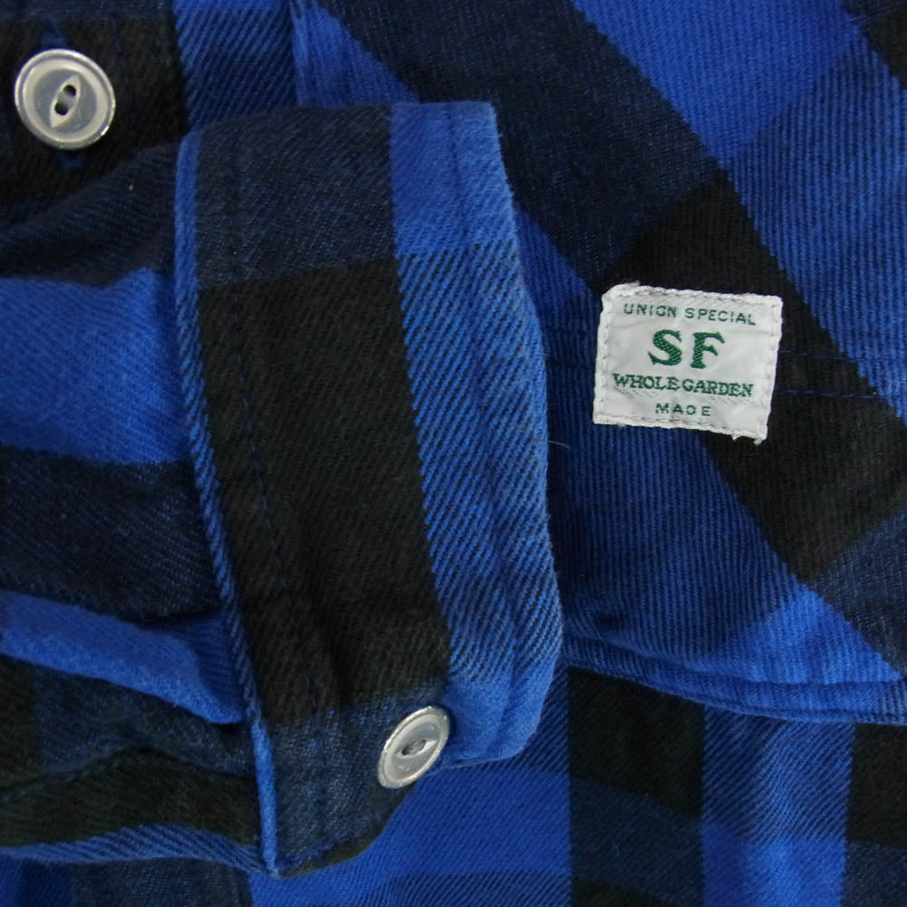 SASAFRAS ササフラス GARDENER HALF ガーデナーハーフ バッファローチェック シャツ ジャケット ブルー系 S【中古】