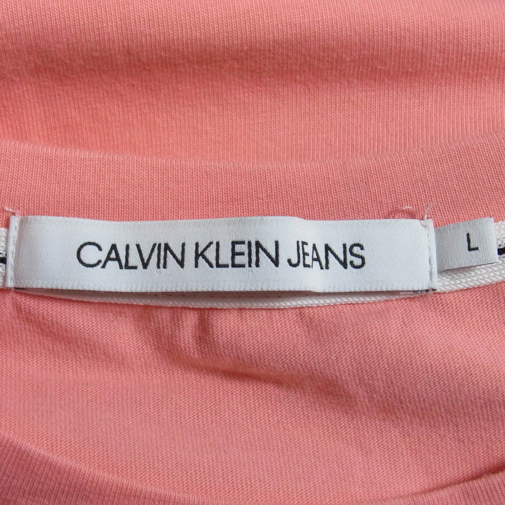 CALVIN KLEIN カルバンクライン J314499 JEANS ジーンズ ロゴプリント 半袖 Tシャツ ピンク系 L【中古】