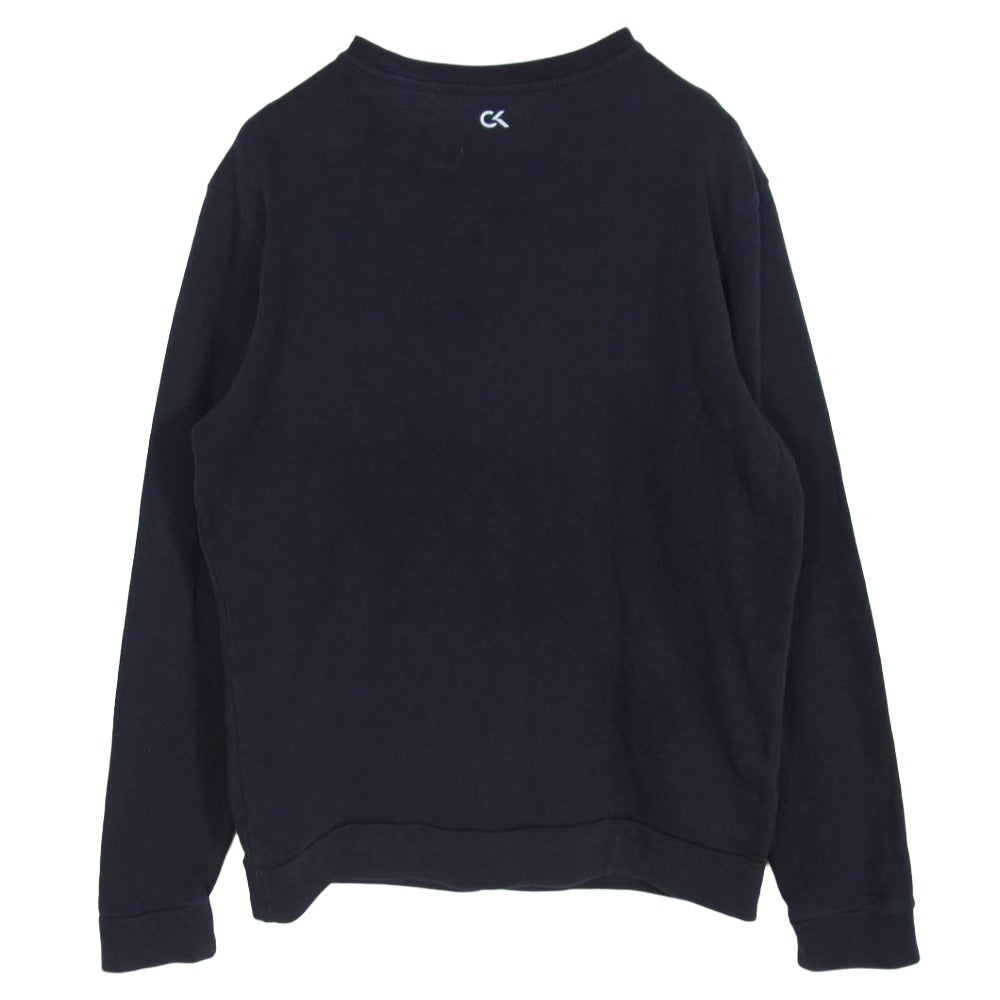 CALVIN KLEIN カルバンクライン 4MF9W364 ライン ロゴプリント コットン スウェット 長袖 Tシャツ ブラック系 L【中古】