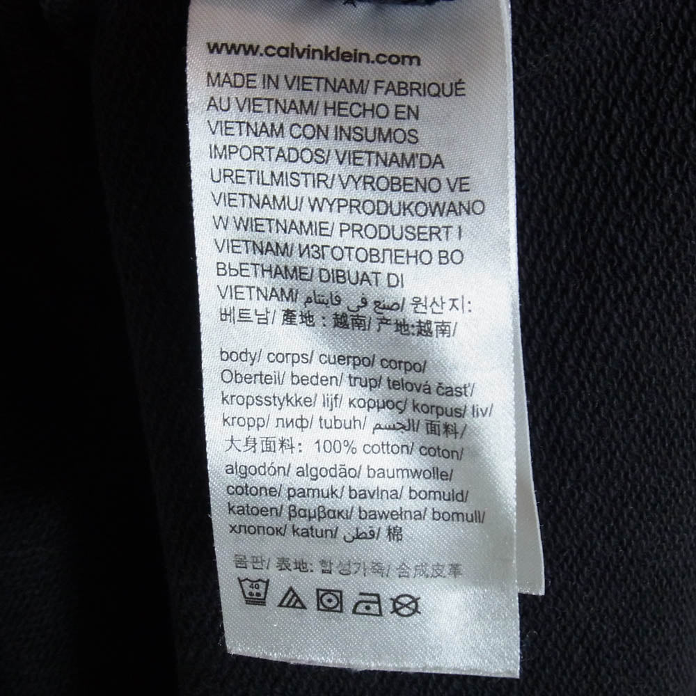 CALVIN KLEIN カルバンクライン 4MF9W364 ライン ロゴプリント コットン スウェット 長袖 Tシャツ ブラック系 L【中古】