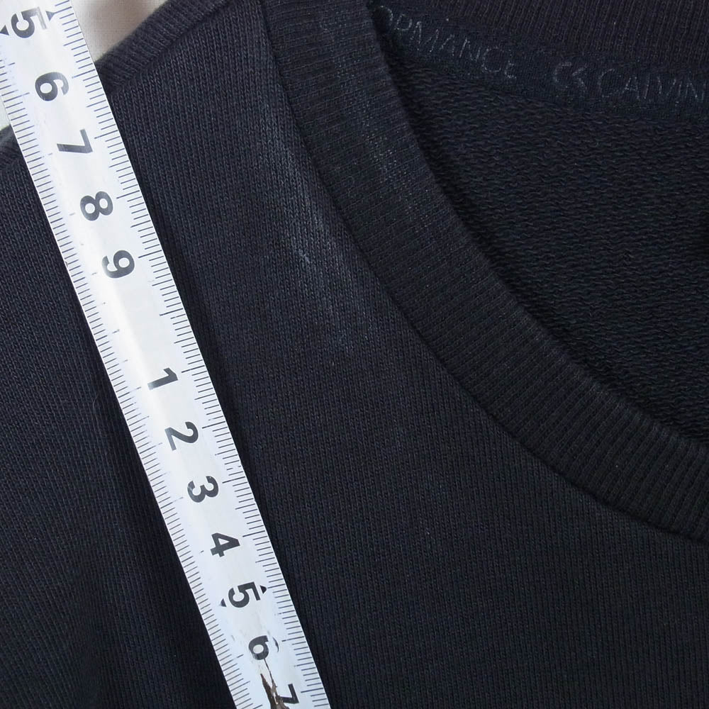 CALVIN KLEIN カルバンクライン 4MF9W364 ライン ロゴプリント コットン スウェット 長袖 Tシャツ ブラック系 L【中古】