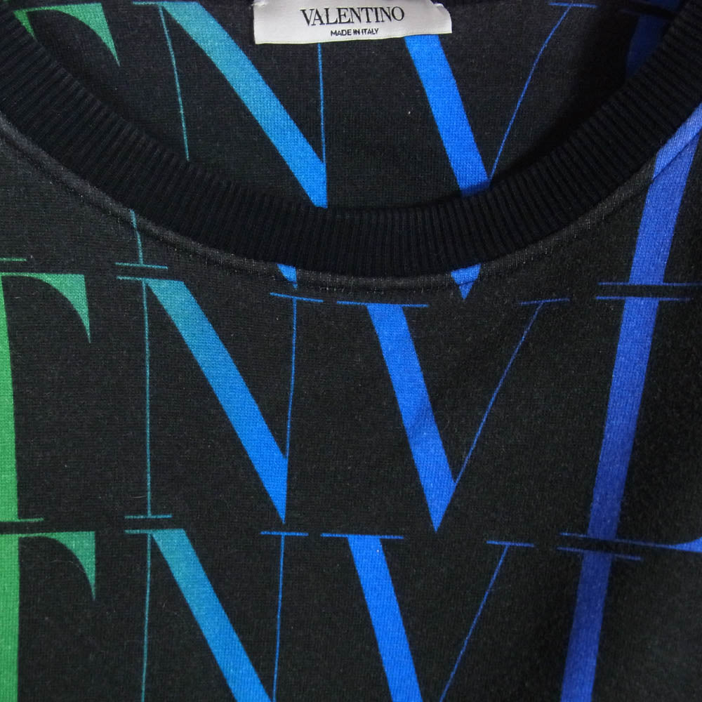 VALENTINO ヴァレンティノ VV3MF15M6LF マルチカラー グラデーションロゴ総柄 クルーネック スウェット ブラック系 L【中古】