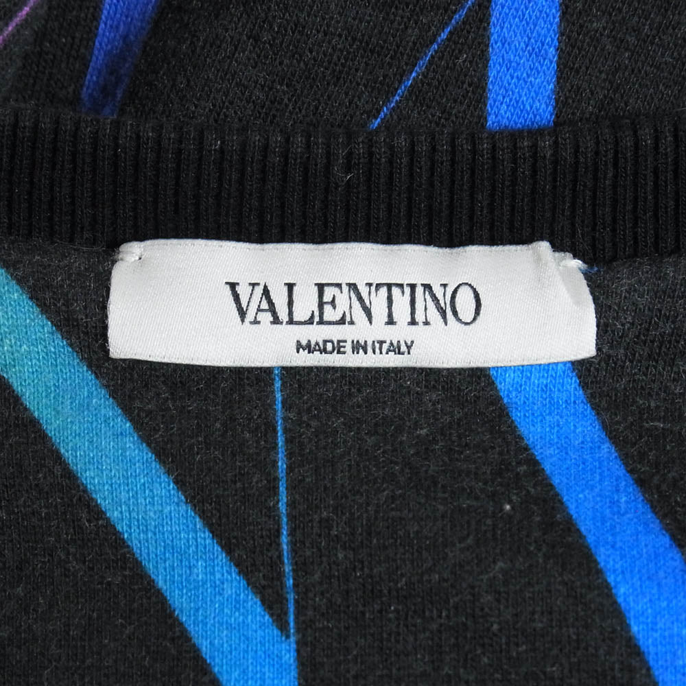 VALENTINO ヴァレンティノ VV3MF15M6LF マルチカラー グラデーションロゴ総柄 クルーネック スウェット ブラック系 L【中古】