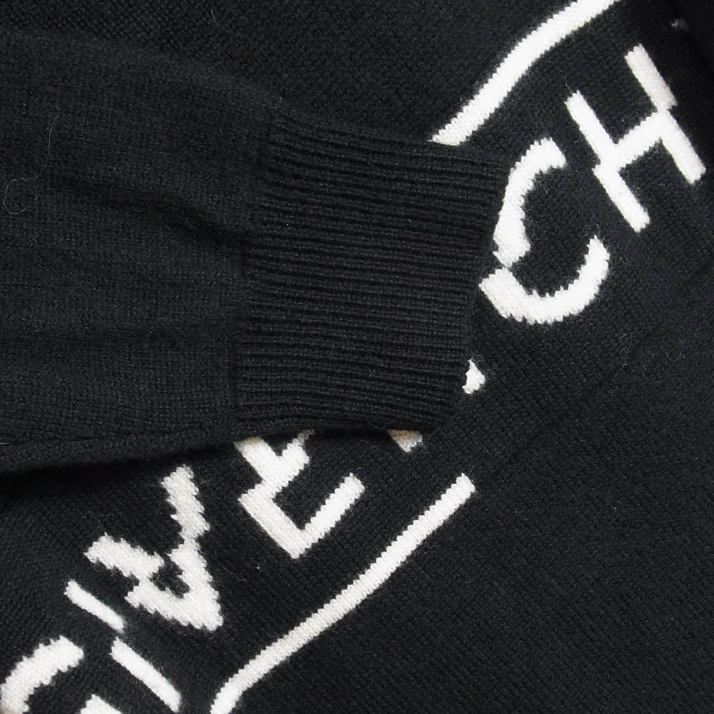 GIVENCHY ジバンシィ BM90B44Y5D ウール ロゴ クルーネック ニット セーター ブラック系 L【中古】