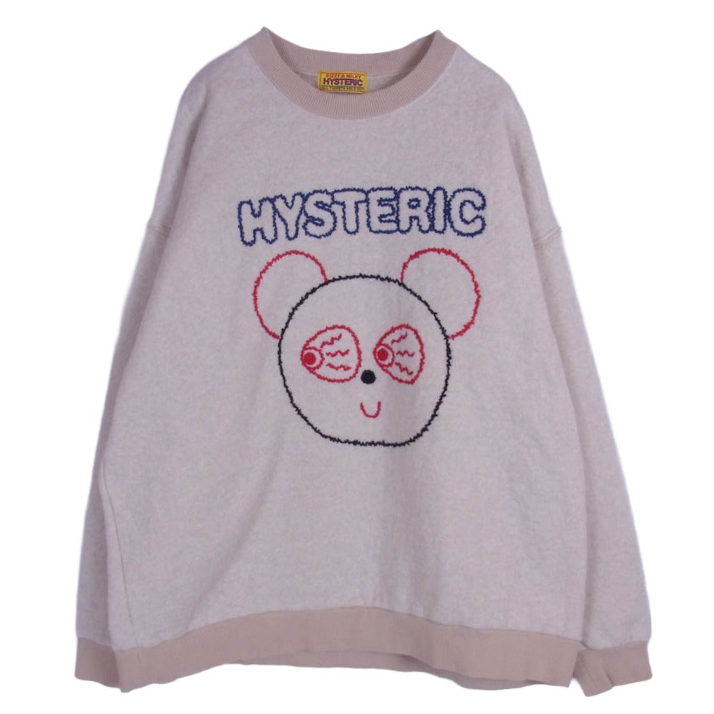 HYSTERIC GLAMOUR ヒステリックグラマー 24AW 01243CS05 RED EYE FLASH 刺繍 オーバーサイズ クルーネック スウェット ニット ベージュ系 FREE【中古】