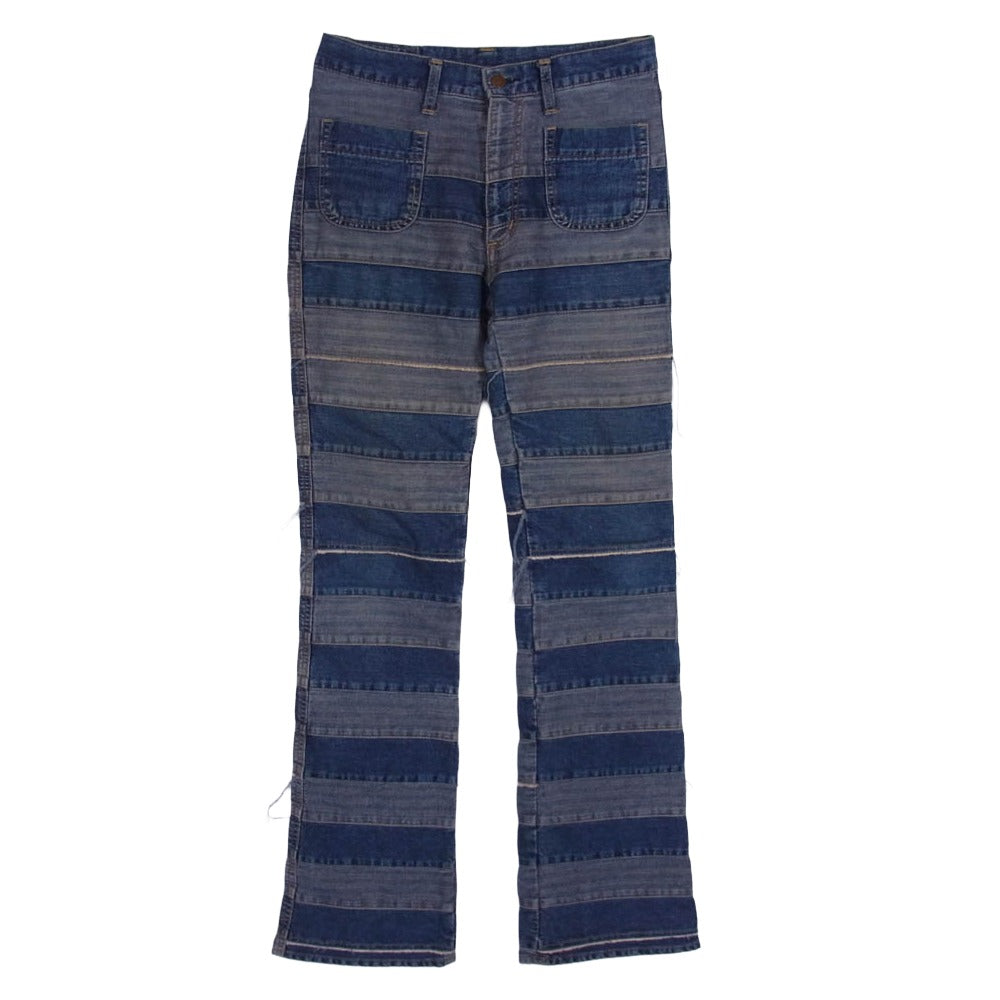 HYSTERIC GLAMOUR ヒステリックグラマー 2AP-9632 00s KINKY JEANS ブーツカット ウミヘビ ツギハギ フレア ジーンズ デニム パンツ インディゴブルー系 M【中古】