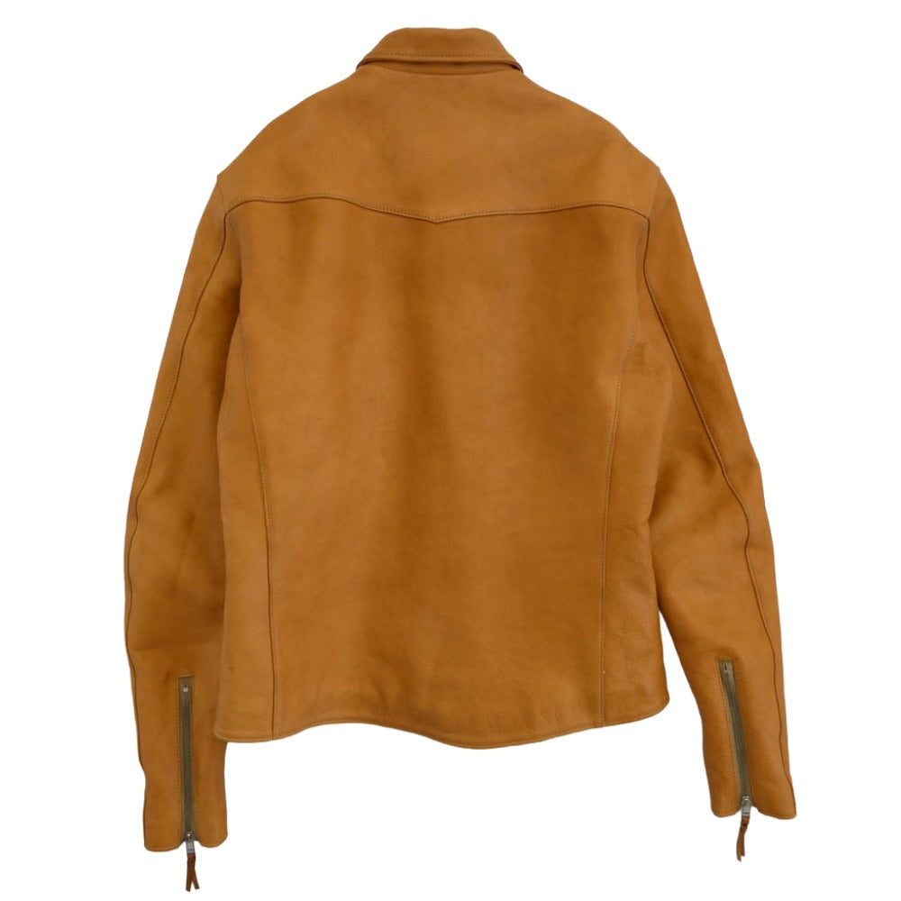 天神ワークス Tenjin Works JS01 Single Collar Jacket Tan シングルカラー ジップ レザー ジャケット タン オレンジ系 48【美品】【中古】 天神ワークス JS01 Single Collar Jacket Tan シングルカラー ジップ