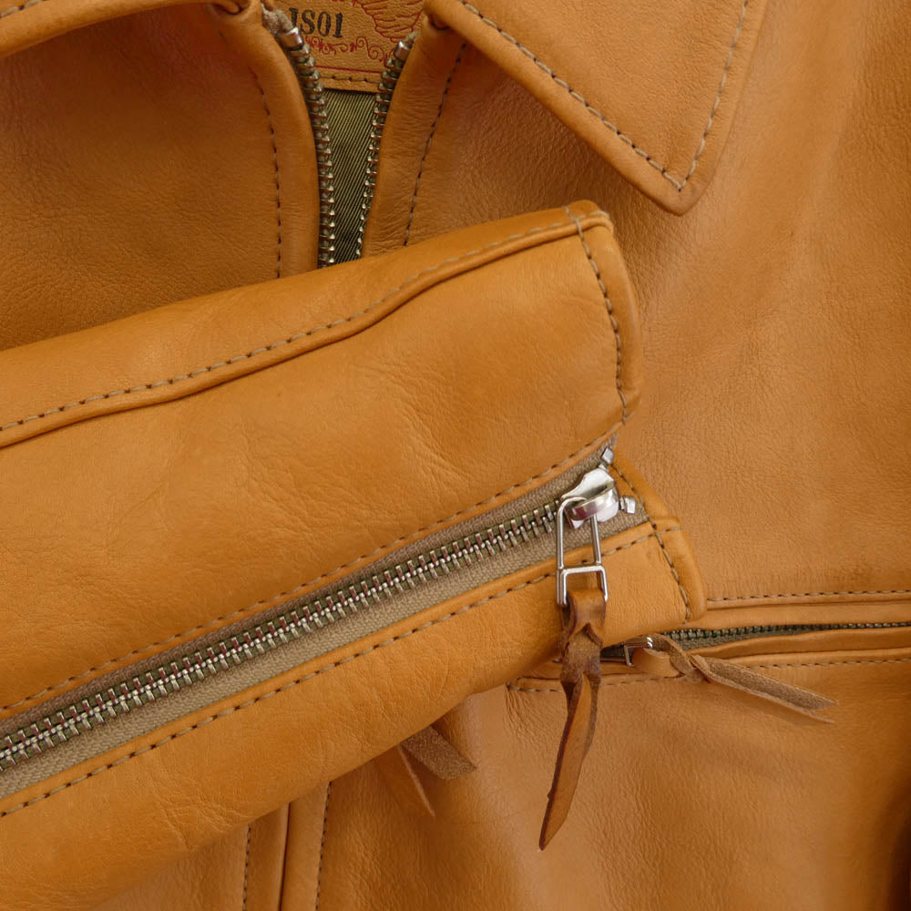 天神ワークス JS01 Single Collar Jacket Tan シングルカラー ジップ