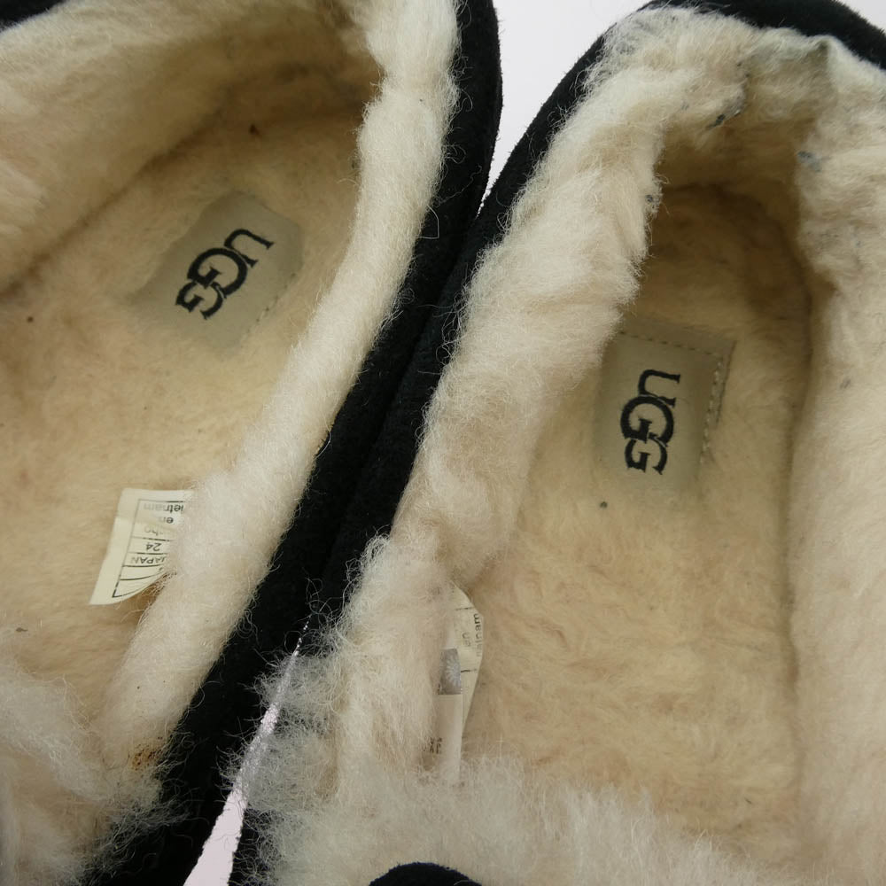 UGG アグ W ANSLEY レディース アンスレー スリッポン フラット シューズ ブラック系 24cm【中古】