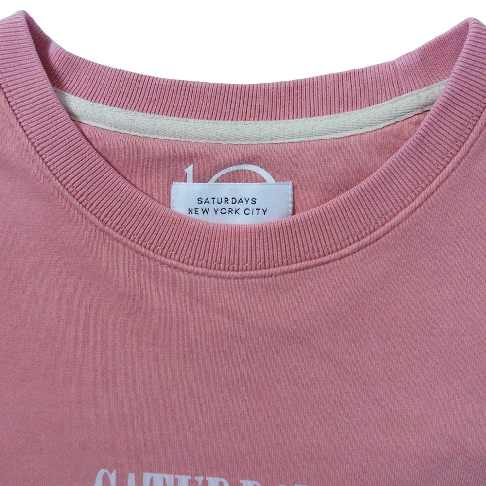 サタデーズ ニューヨークシティ 3212-343-2227 LOGO SWEAT ロゴプリント クルー スウェット ピンク系 L【中古】