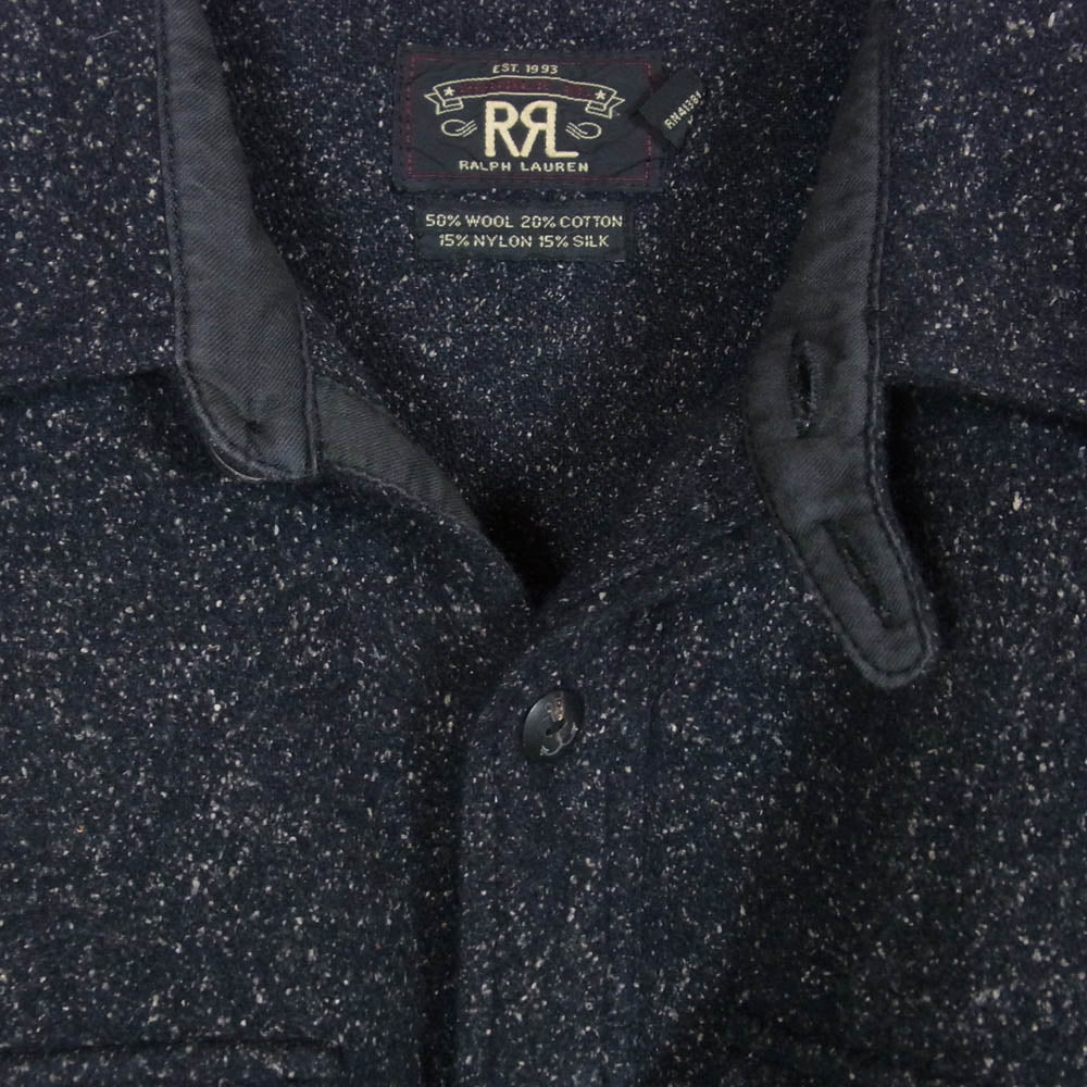 RRL ダブルアールエル CPO ウールネップ 長袖 ワーク シャツ ブラック系 M【中古】