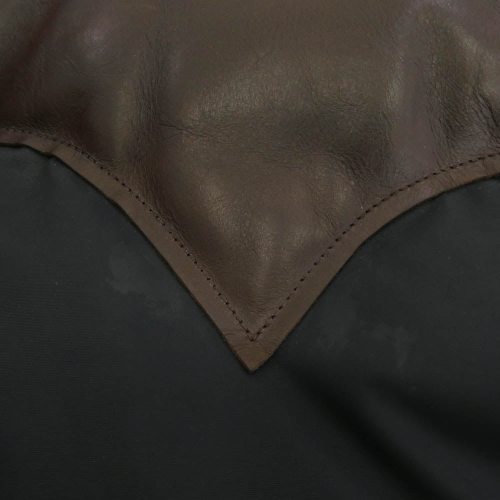 RRL ダブルアールエル DOWN VEST レザーヨーク ダウン ベスト ブラック系 ブラウン系 M【美品】【中古】