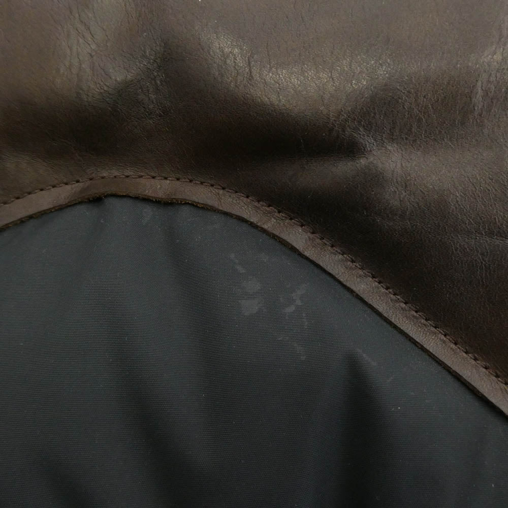 RRL ダブルアールエル DOWN VEST レザーヨーク ダウン ベスト ブラック系 ブラウン系 M【美品】【中古】