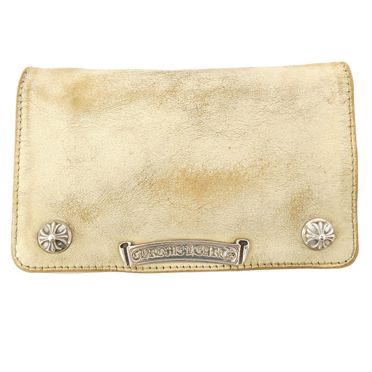 CHROME HEARTS クロムハーツ（原本無） 1Zip ウォレット レザークロスパッチ 財布 ベージュ系【中古】