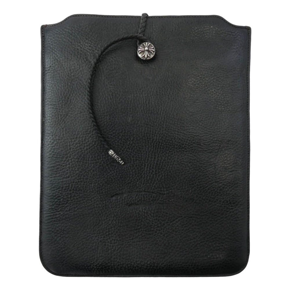 CHROME HEARTS クロムハーツ（原本無） pad case iPadケース クロスボールボタン スクロールチップ レザーブレード クラッチバッグ タブレットケース ブラック系【中古】