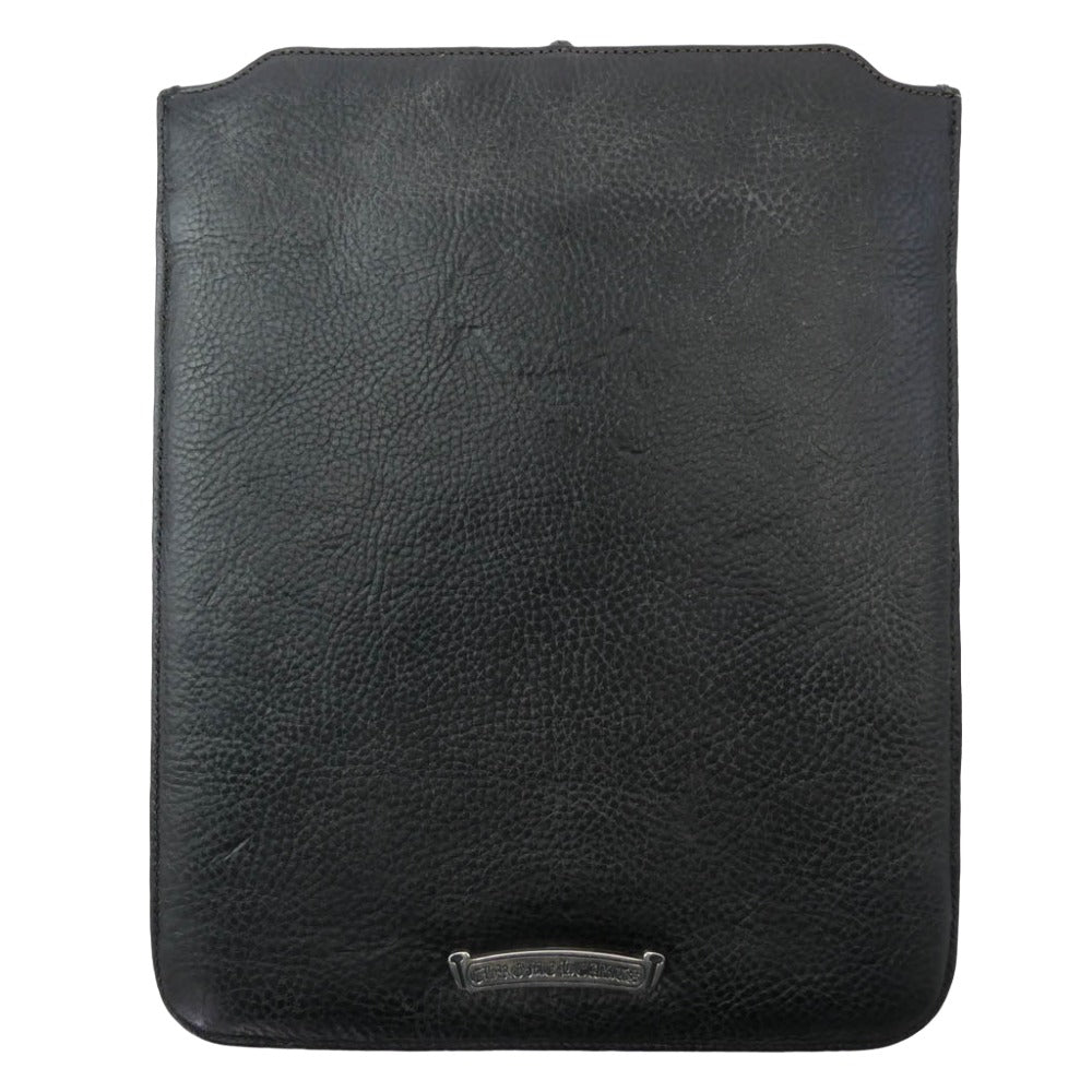 CHROME HEARTS クロムハーツ（原本無） pad case iPadケース クロスボールボタン スクロールチップ レザーブレード クラッチバッグ タブレットケース ブラック系【中古】