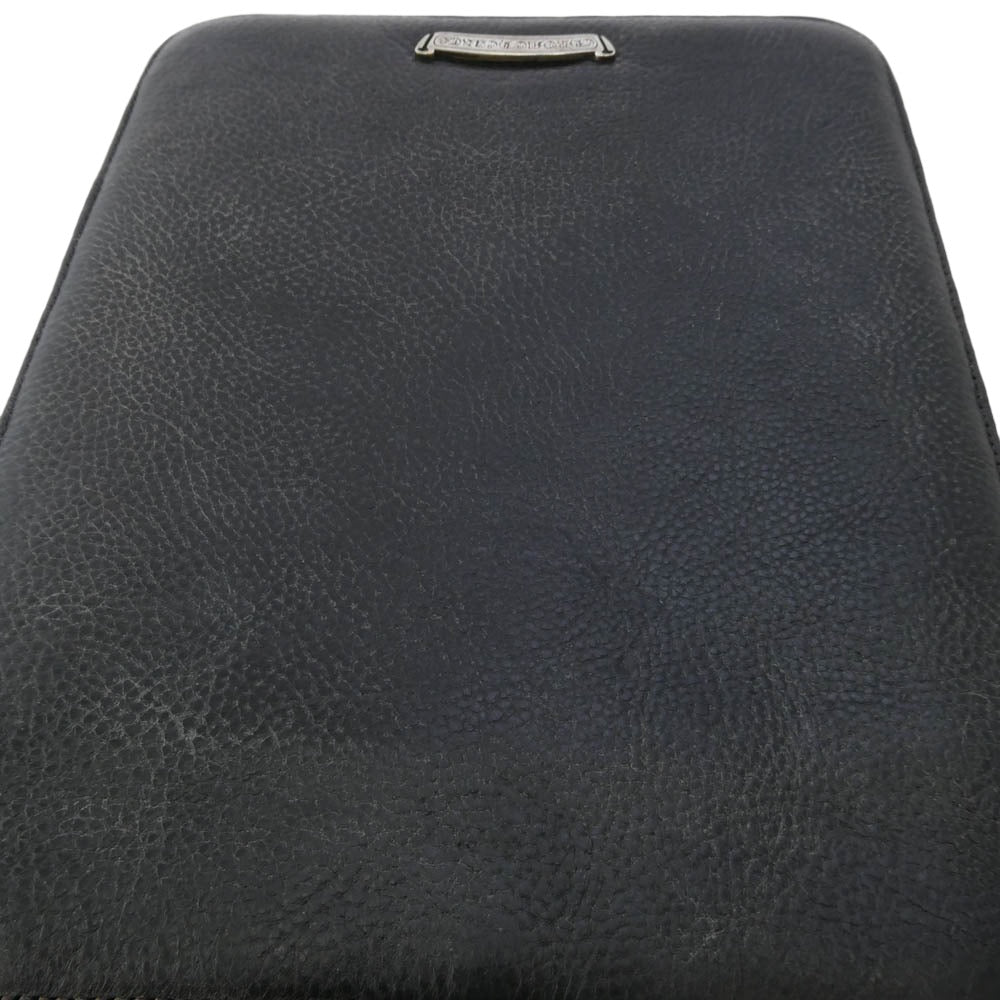 CHROME HEARTS クロムハーツ（原本無） pad case iPadケース クロスボールボタン スクロールチップ レザーブレード クラッチバッグ タブレットケース ブラック系【中古】