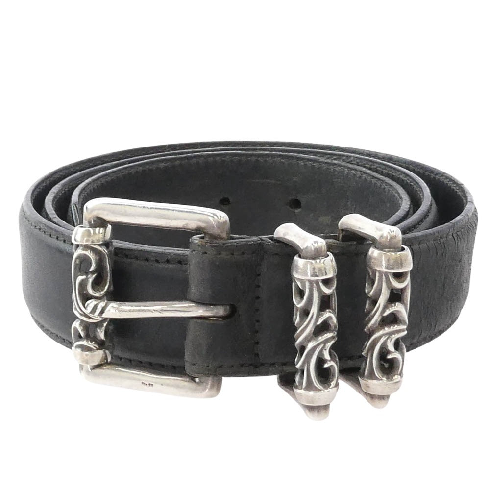 CHROME HEARTS クロムハーツ（原本無） BLT ROLLER 3PC 1.5inch 3ピース ローラー レザーベルト ブラック系 36【中古】