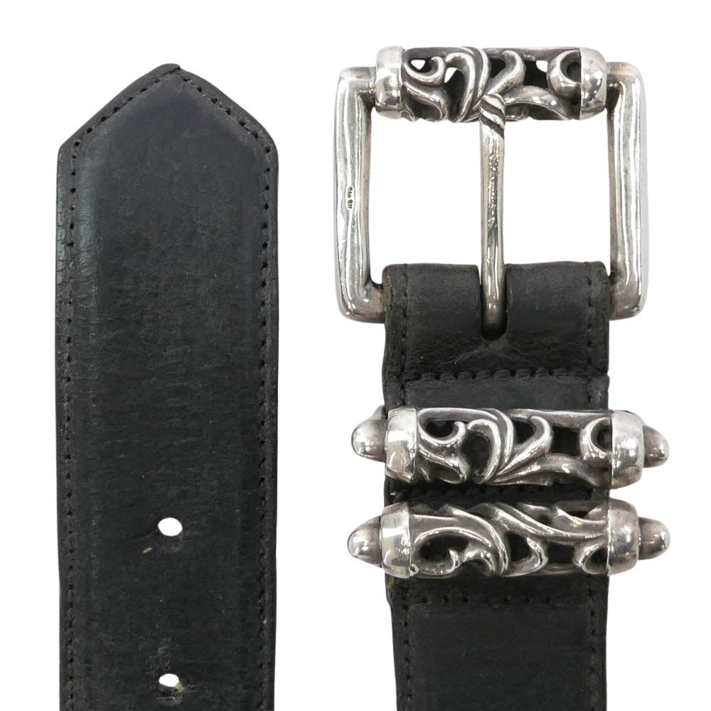 CHROME HEARTS クロムハーツ（原本無） BLT ROLLER 3PC 1.5inch 3ピース ローラー レザーベルト ブラック系 36【中古】