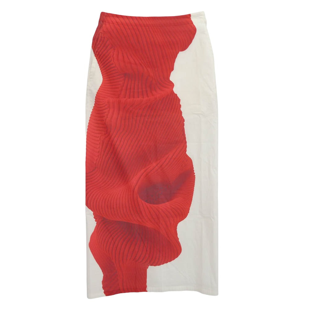 ISSEY MIYAKE イッセイミヤケ IM53FG010 Knit As Represented ニット プリント スカート オフホワイト系 マルチカラー系【極上美品】【中古】